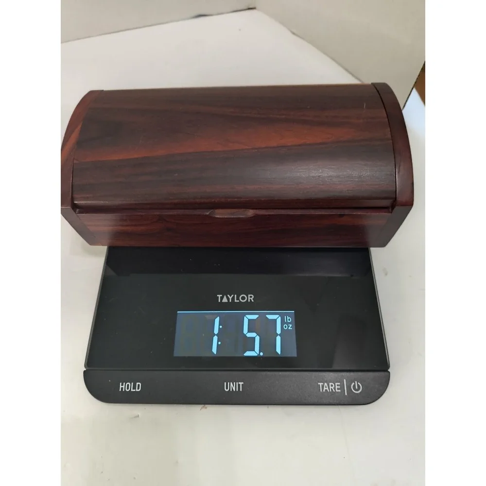 Vintage Y2K Mid-Century Modern Solid Rosewood 2-Tone Black Velvet Jewelry Box